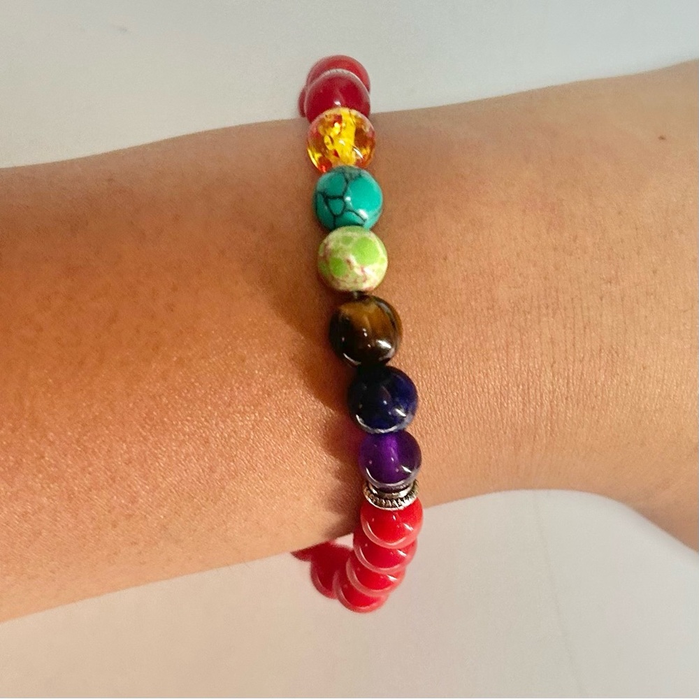 7 Chakra Himalayan Multicolor Stone
Stretch Bracelet (NWOT)